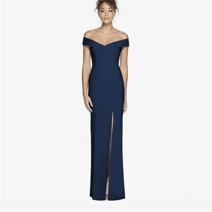 Dessy Collection Navy Blue Off-Shoulder Dress